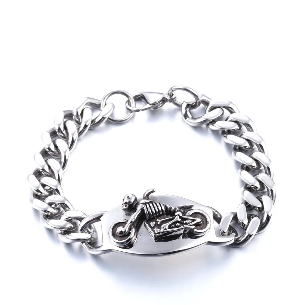 Punk Skull Titanium Steel Bracelet for Men - European and American Stainless Steel Wholesale Jewelry