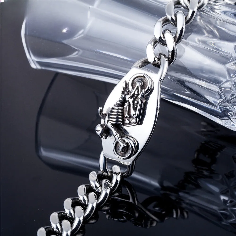 Punk Skull Titanium Steel Bracelet for Men - European and American Stainless Steel Wholesale Jewelry