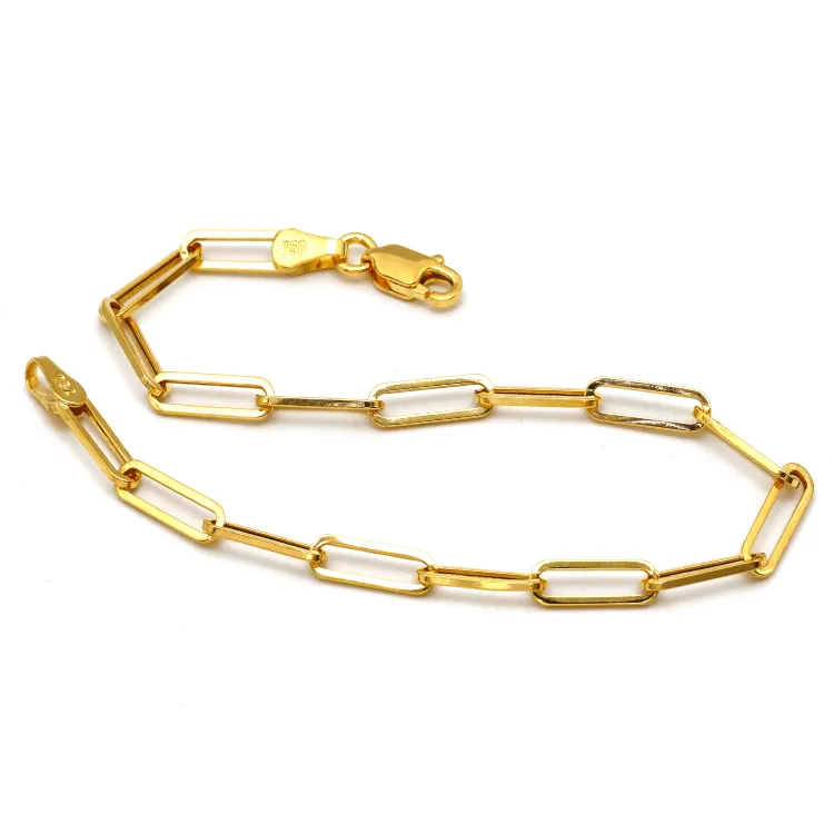 Real Gold Solid Paper Clip 4 M.M Bracelet 8664 (19 C.M) BR1503