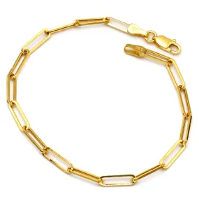 Real Gold Solid Paper Clip 4 M.M Bracelet 8664 (19 C.M) BR1503