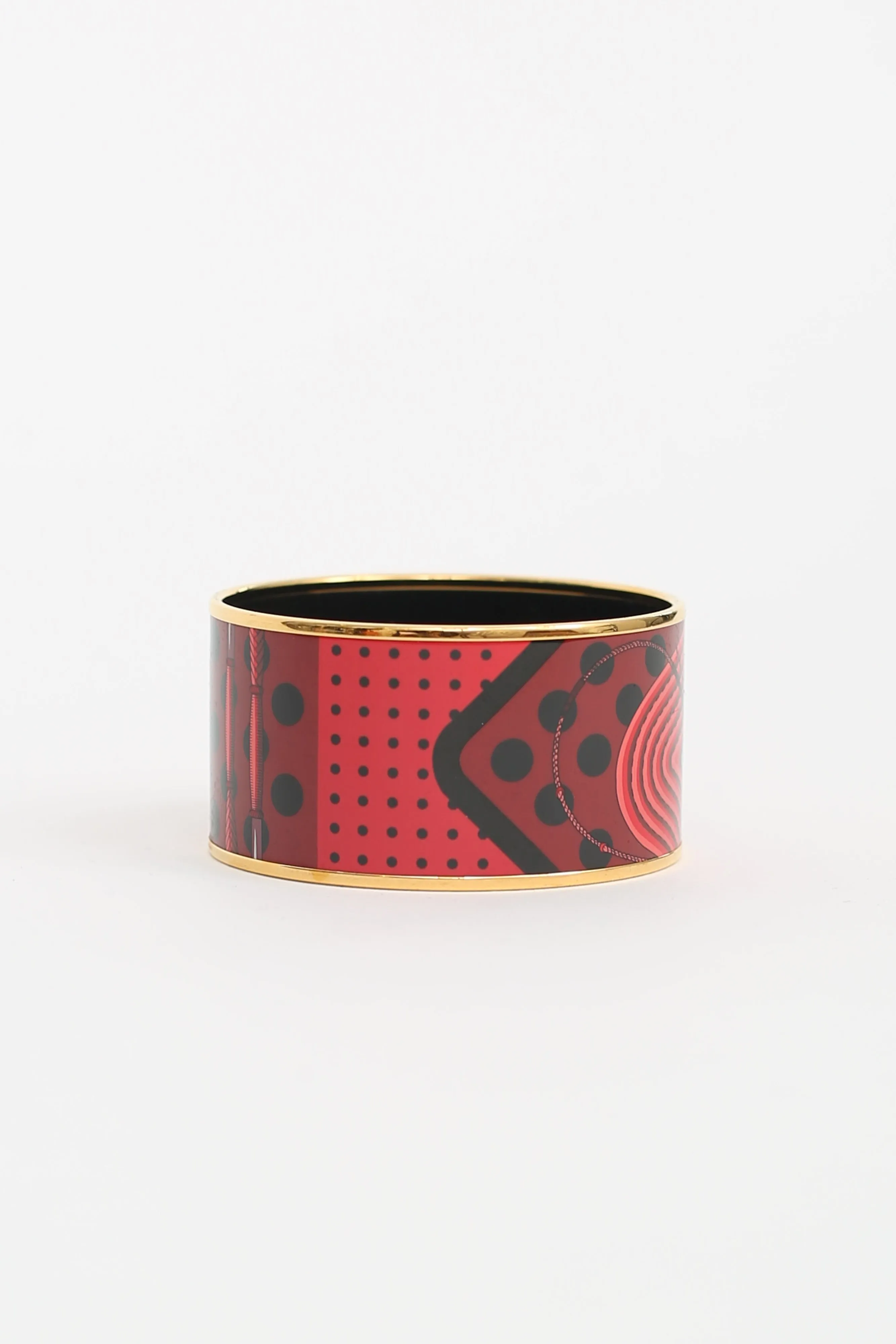 Red Clic Clac A Pois Enamel Extra Wide Bangle