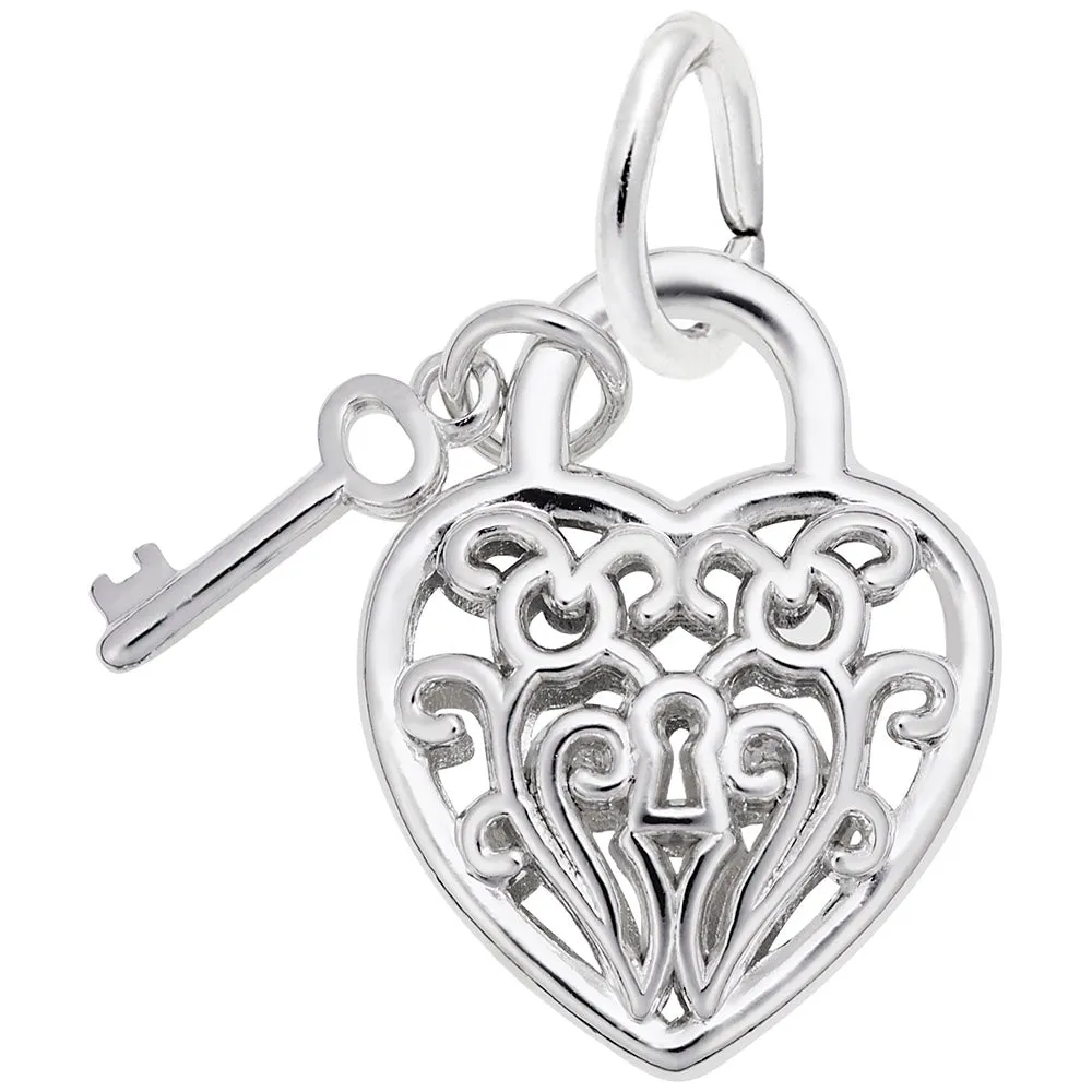 Rembrandt Charms - Filigree Heart & Key Charm - 8365