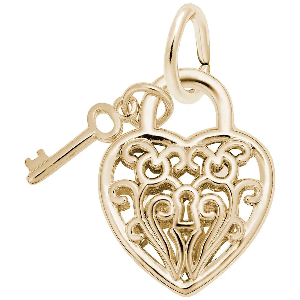 Rembrandt Charms - Filigree Heart & Key Charm - 8365