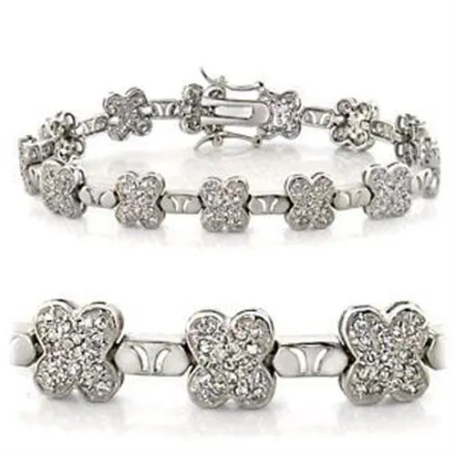 Rhodium Brass Bracelet with AAA Grade CZ in Clear for Women Style LOA545