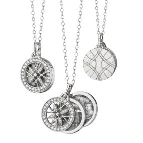 Round Gate Locket Necklace in White Gold