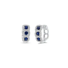 Sapphire & Diamond Cushion-Shaped Huggie Earrings