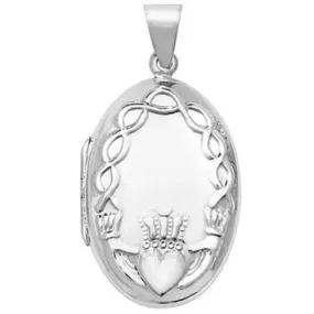 Silver Claddagh Locket (free engraving)