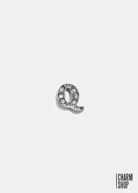 Silver Q Initial With Rhinestones Locket Charm