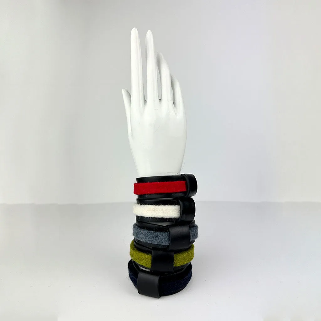 single layer rubber and felt bangle