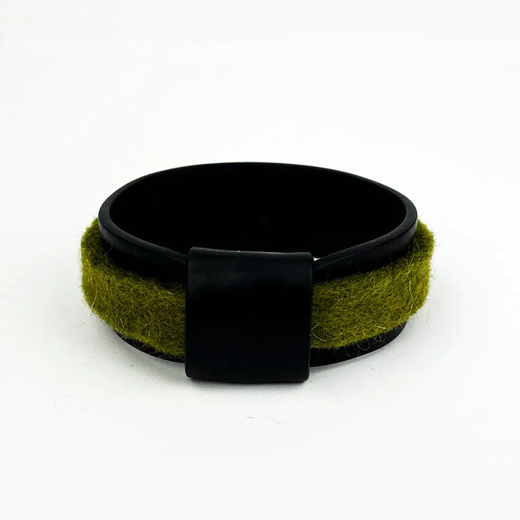 single layer rubber and felt bangle