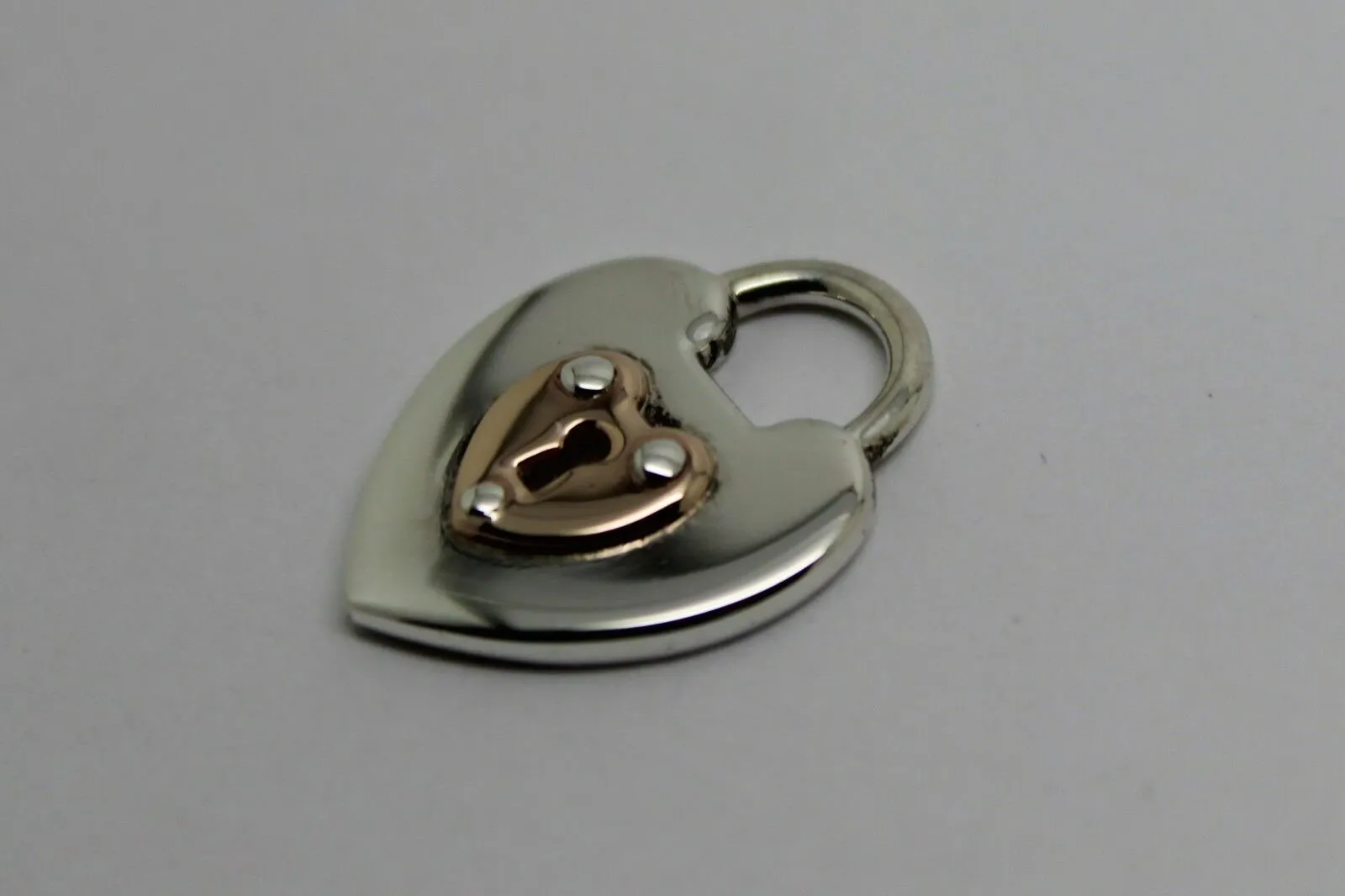 Solid Sterling Silver & 9ct Rose Gold Heart Padlock