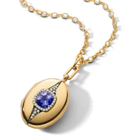 Special Edition Cushion Tanzanite Locket with Diamond Halo