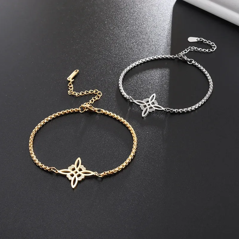 Stainless Steel Cutout Witch Celtic Knot Bracelet Witchcraft Supernatural Women Bracelet Witchcraft Protection Jewelry