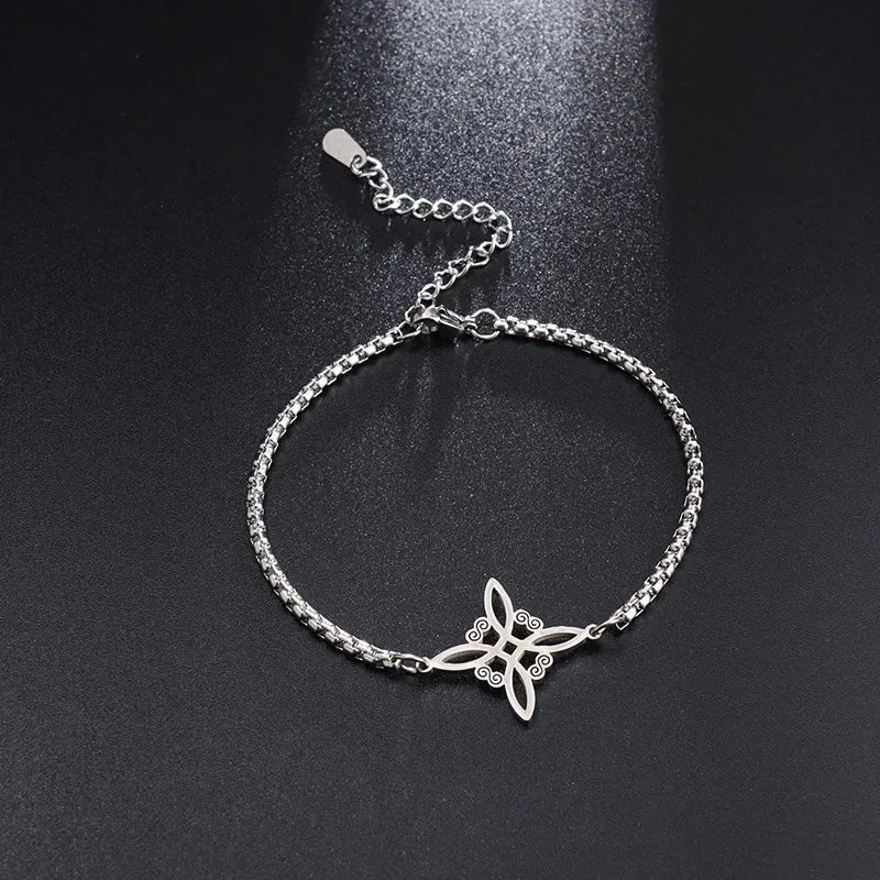 Stainless Steel Cutout Witch Celtic Knot Bracelet Witchcraft Supernatural Women Bracelet Witchcraft Protection Jewelry