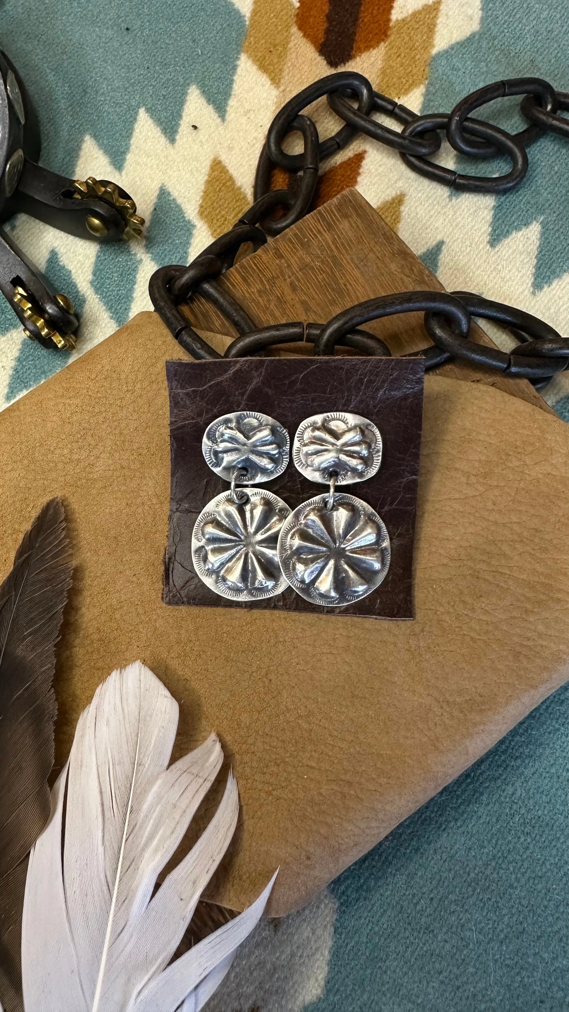 Sterling Silver Double Concho Earrings- Multiple Options available