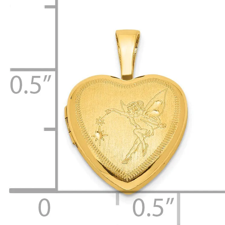 Sterling Silver Gold-plated 12mm Fairy Heart Locket