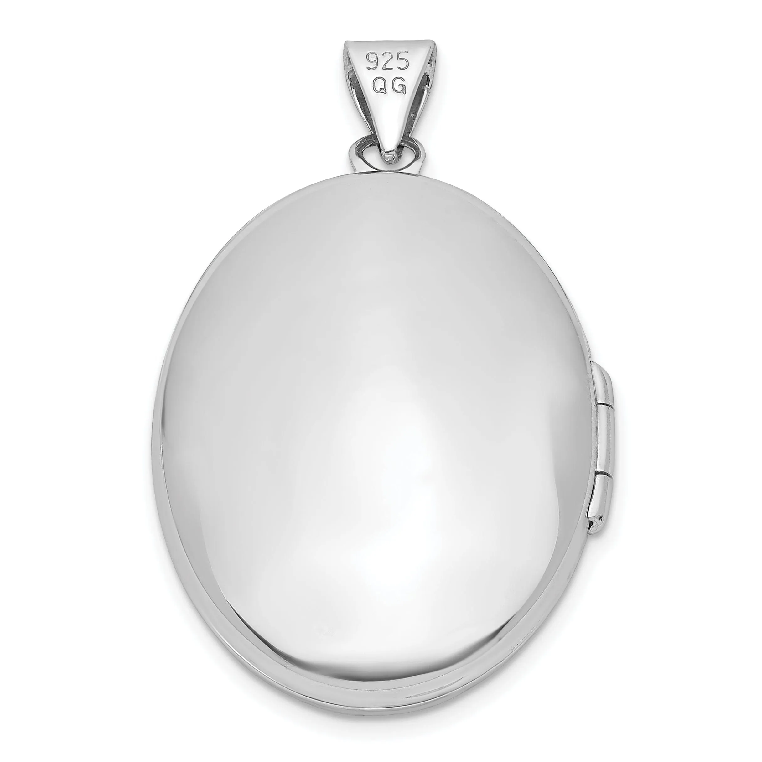 Sterling Silver Rhodium-plated Oval 26mm Locket