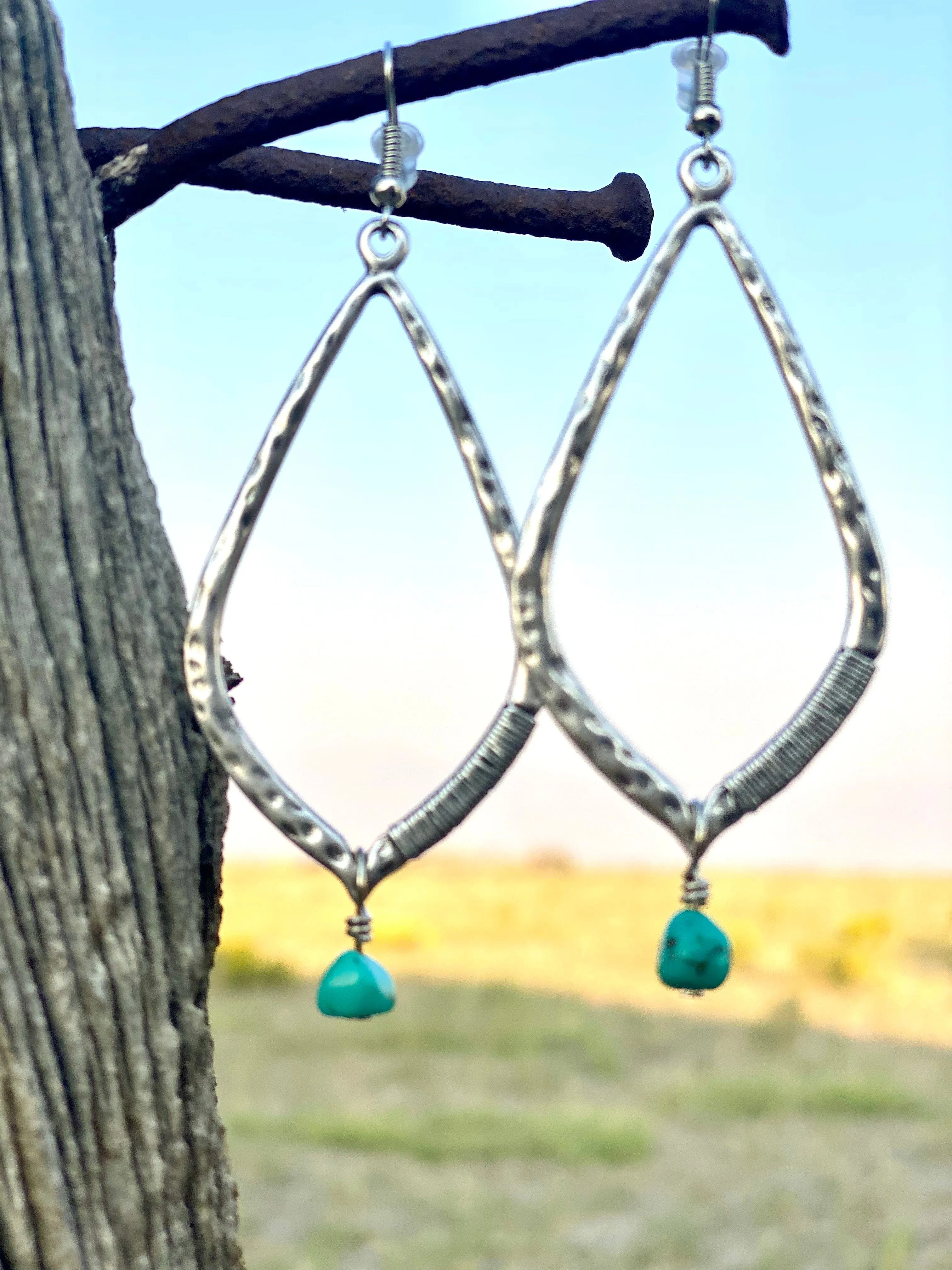 The El Reno Silver Earring with Turquoise Bead