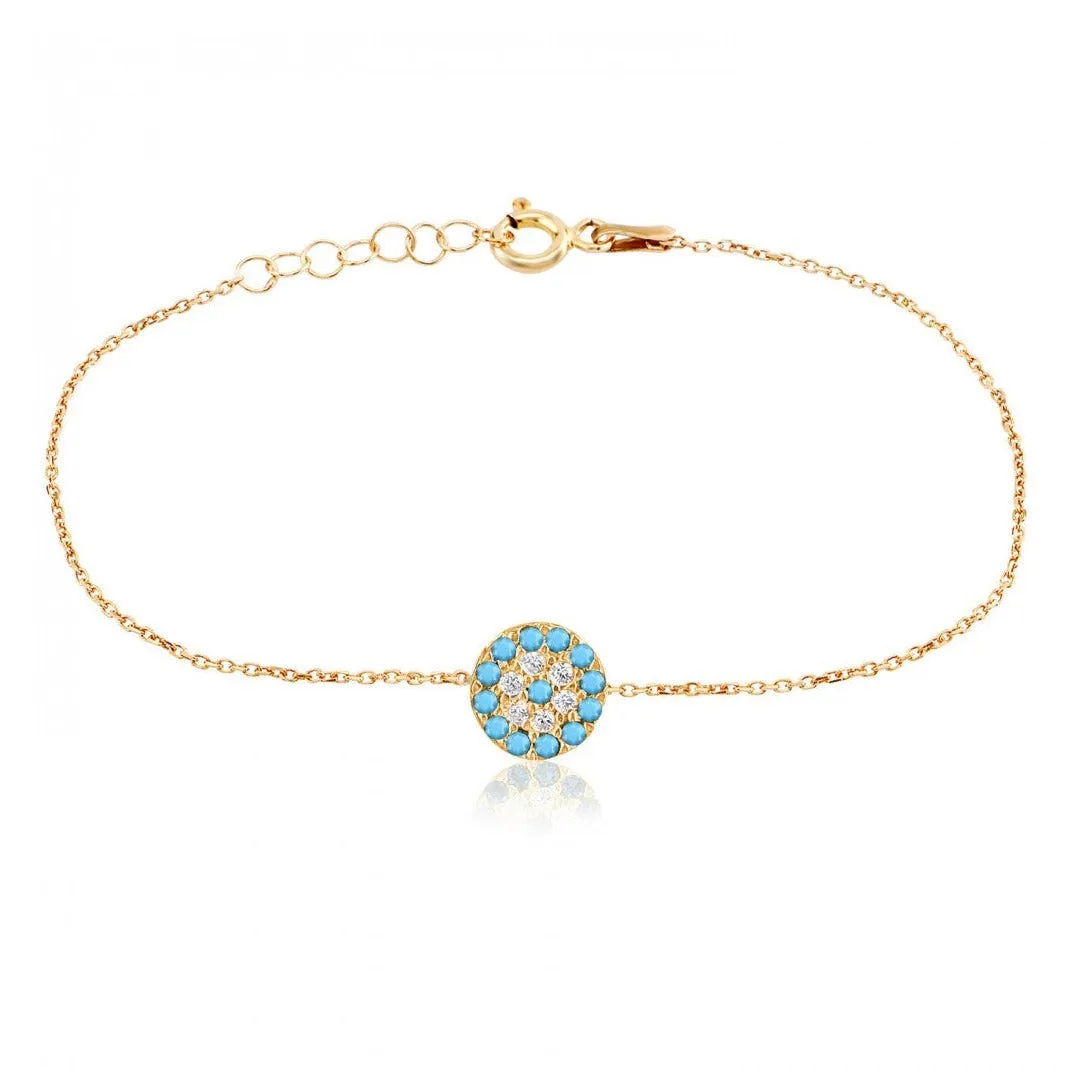 Turquoise Eye Gold Bracelet 925