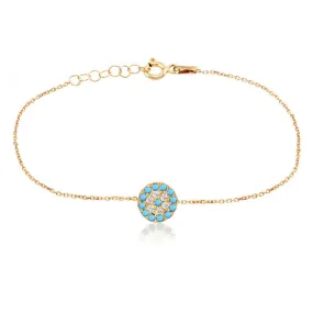 Turquoise Eye Gold Bracelet 925