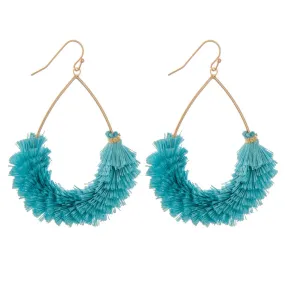 TURQUOISE FRINGE HOOP EARRINGS