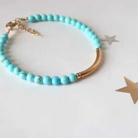 Turquoise Gold Bar Bracelet