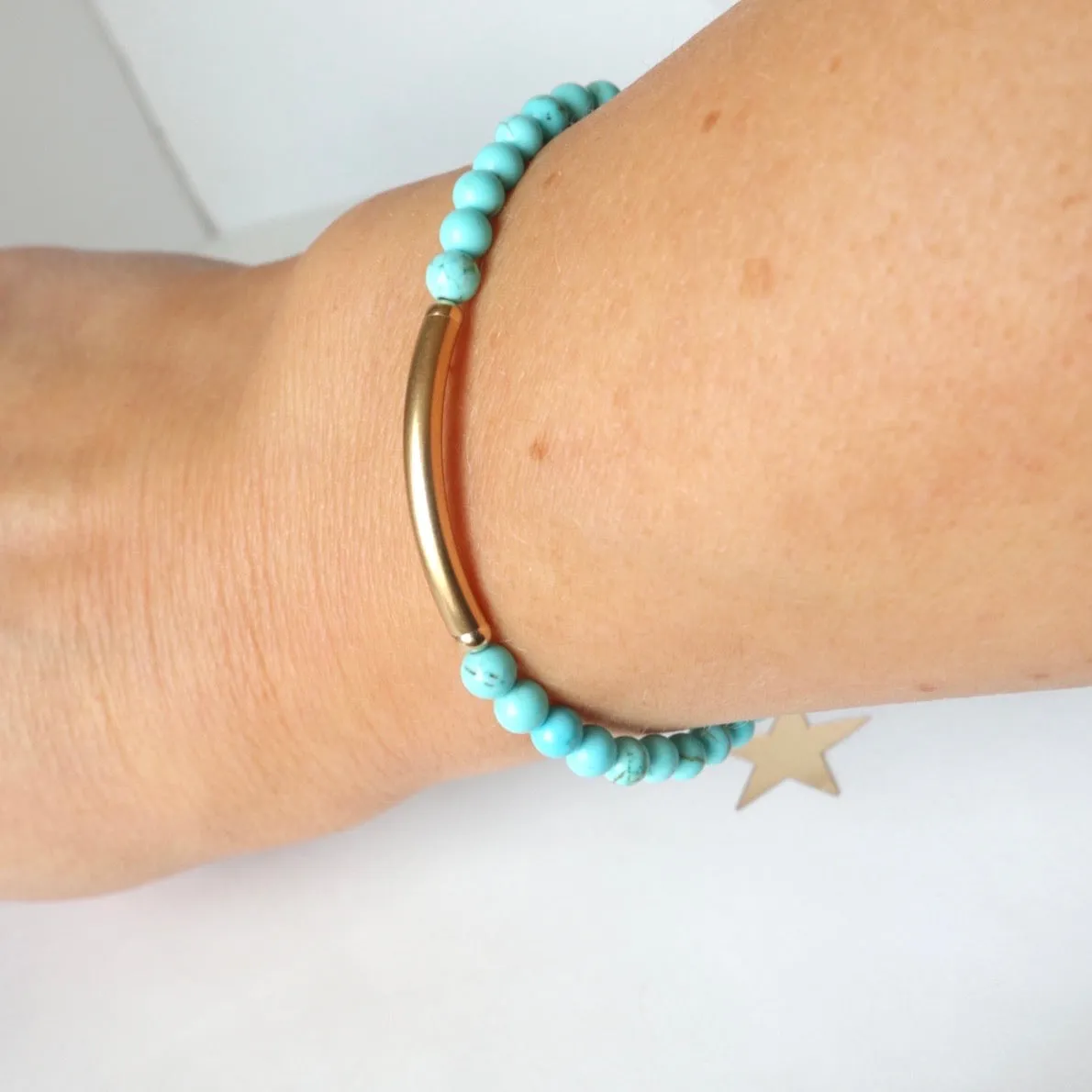 Turquoise Gold Bar Bracelet