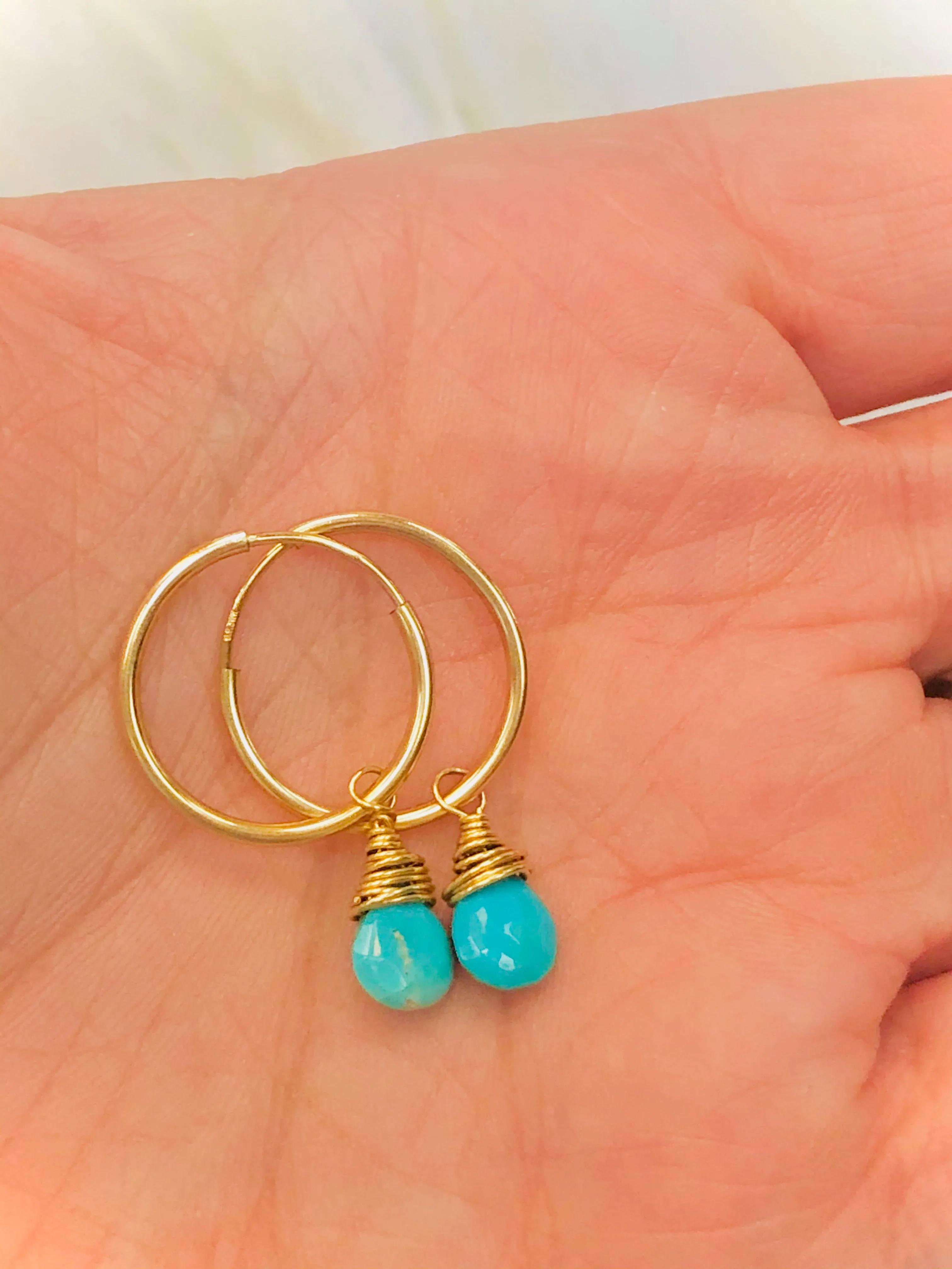 Turquoise Hoop Earrings in 14k Gold Fill