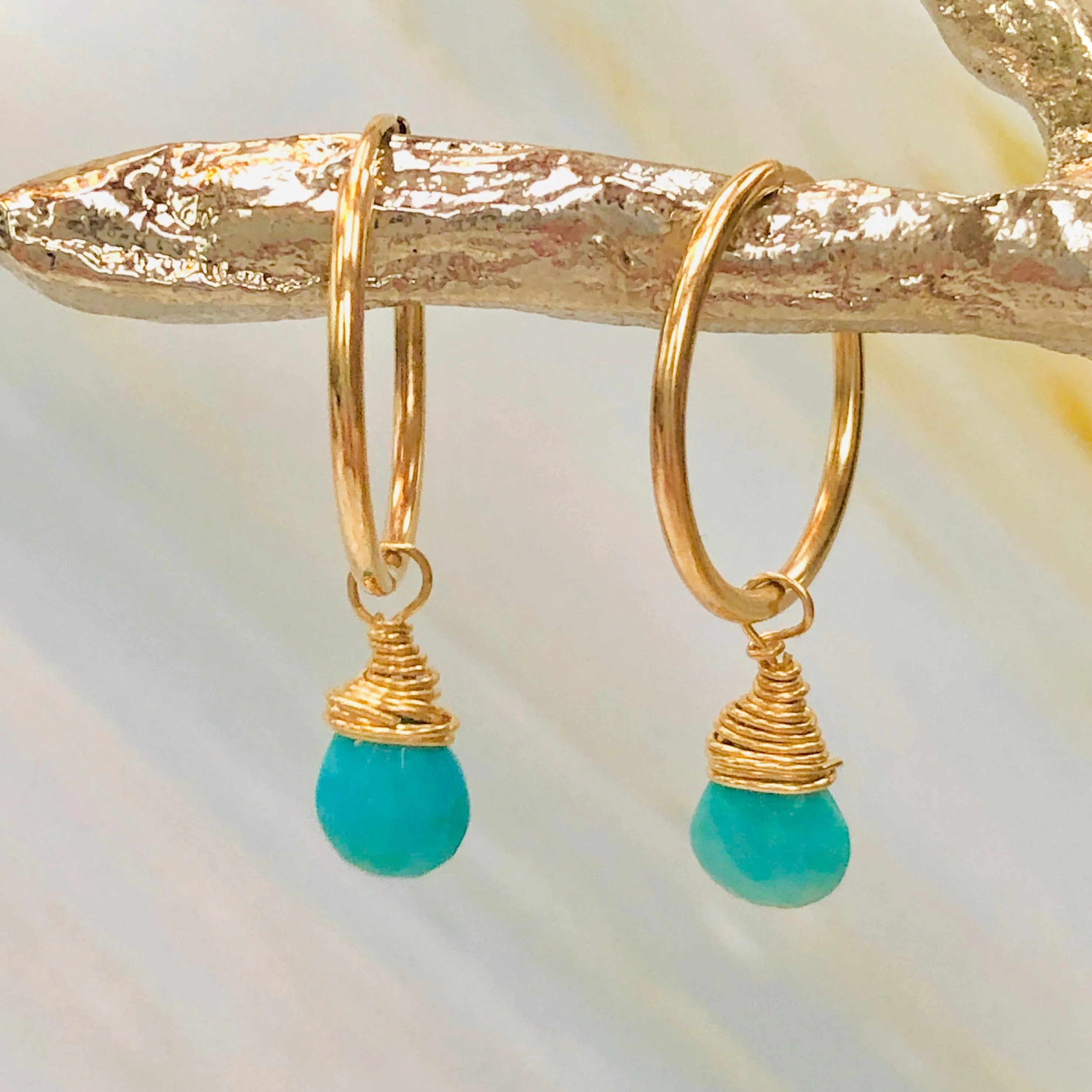 Turquoise Hoop Earrings in 14k Gold Fill