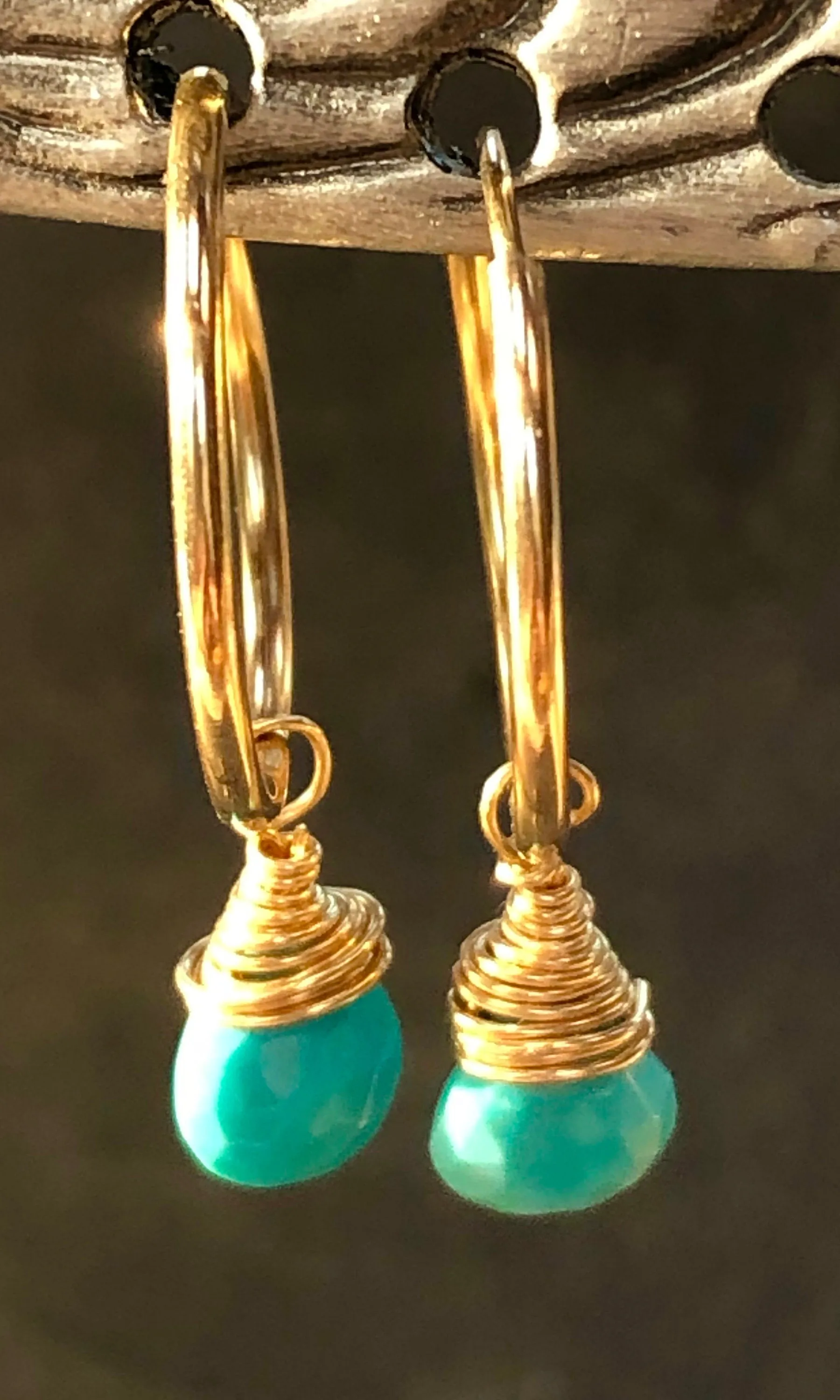 Turquoise Hoop Earrings in 14k Gold Fill