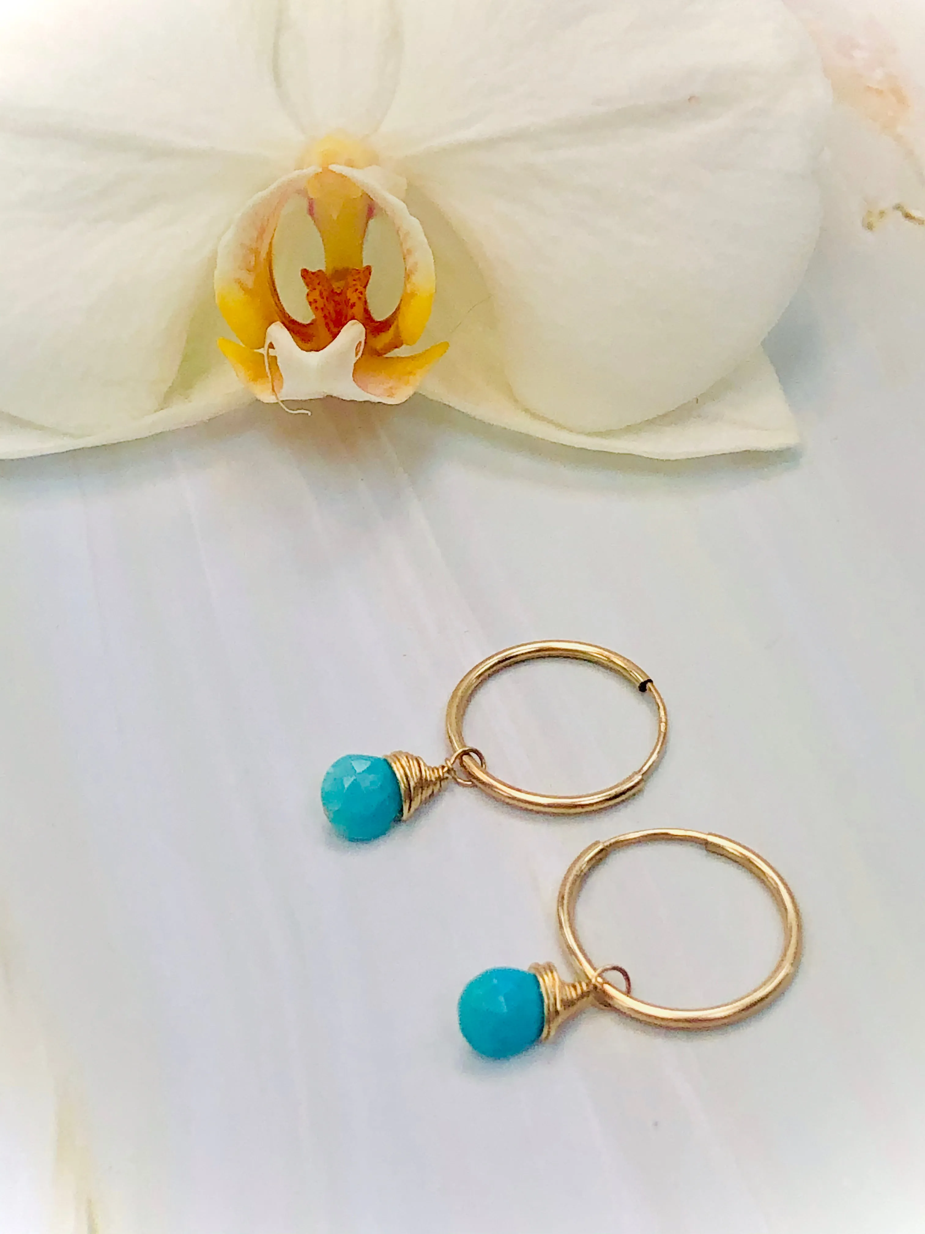 Turquoise Hoop Earrings in 14k Gold Fill