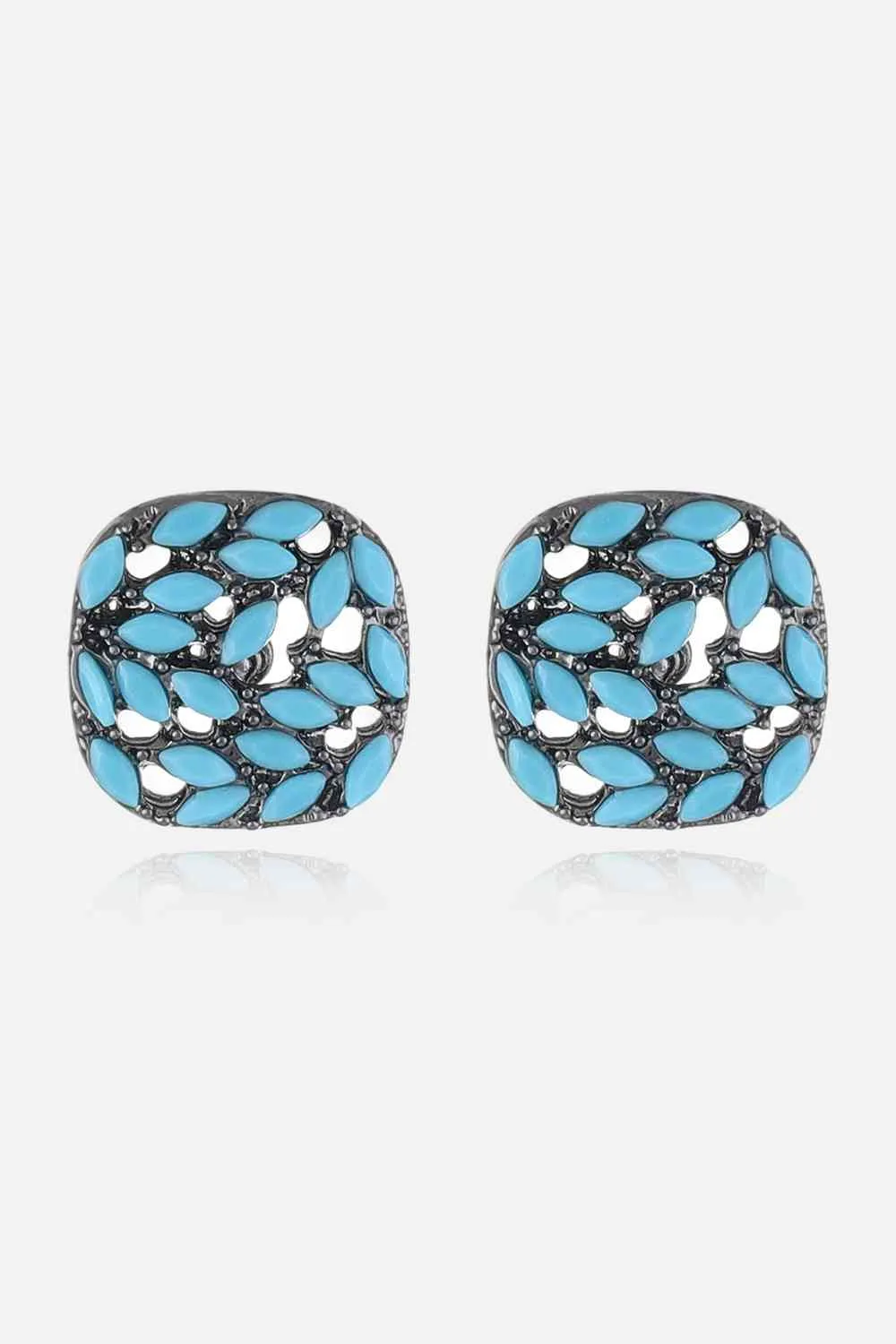 Turquoise Leaf Stud Earrings