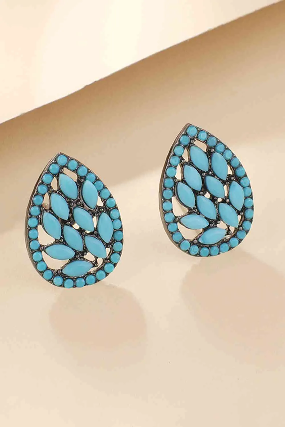 Turquoise Leaf Stud Earrings