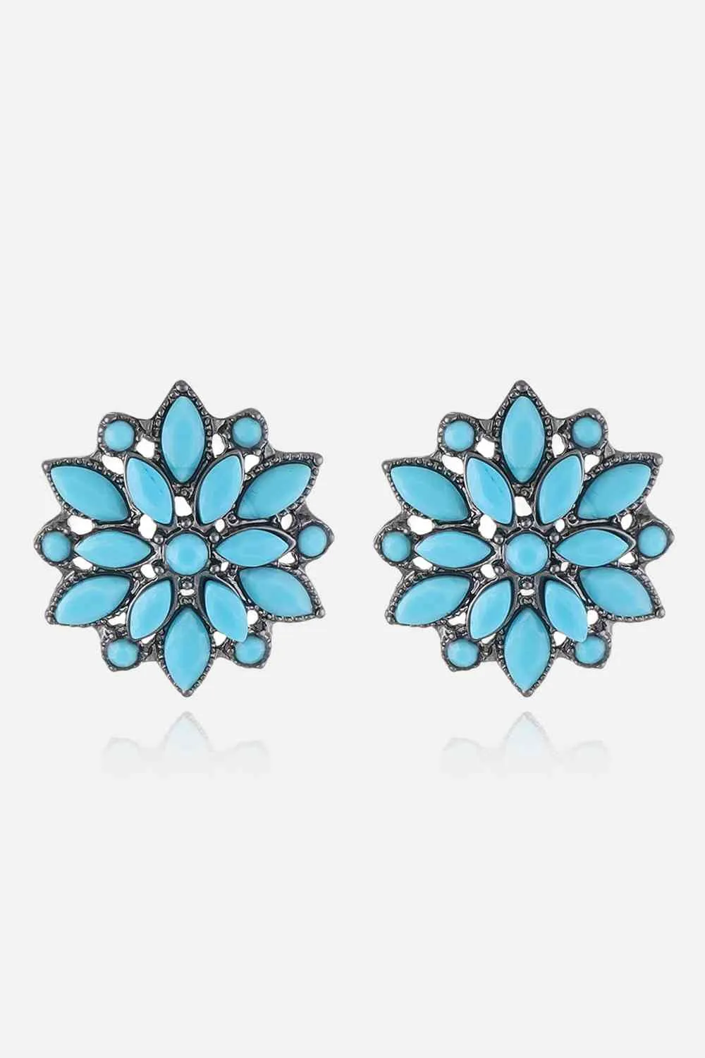 Turquoise Leaf Stud Earrings