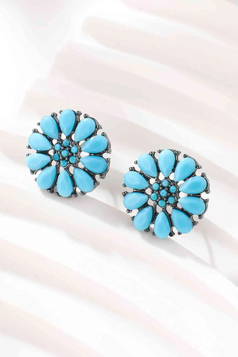 Turquoise Leaf Stud Earrings