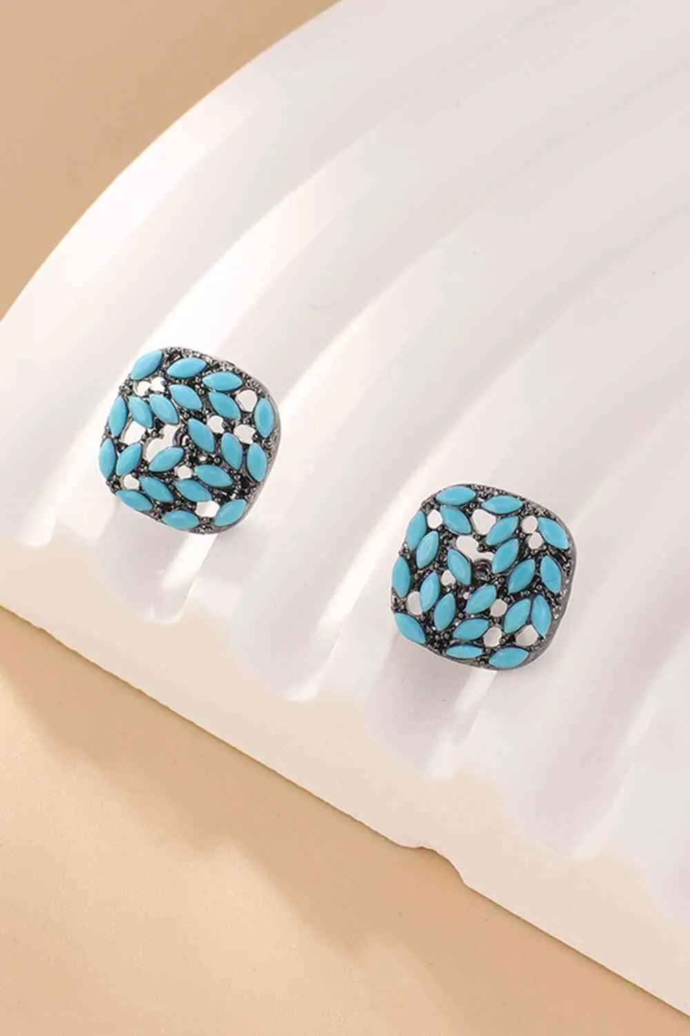 Turquoise Leaf Stud Earrings