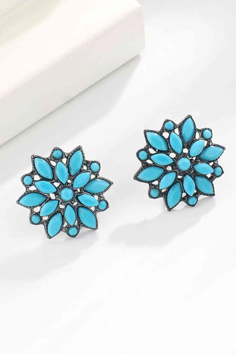 Turquoise Leaf Stud Earrings