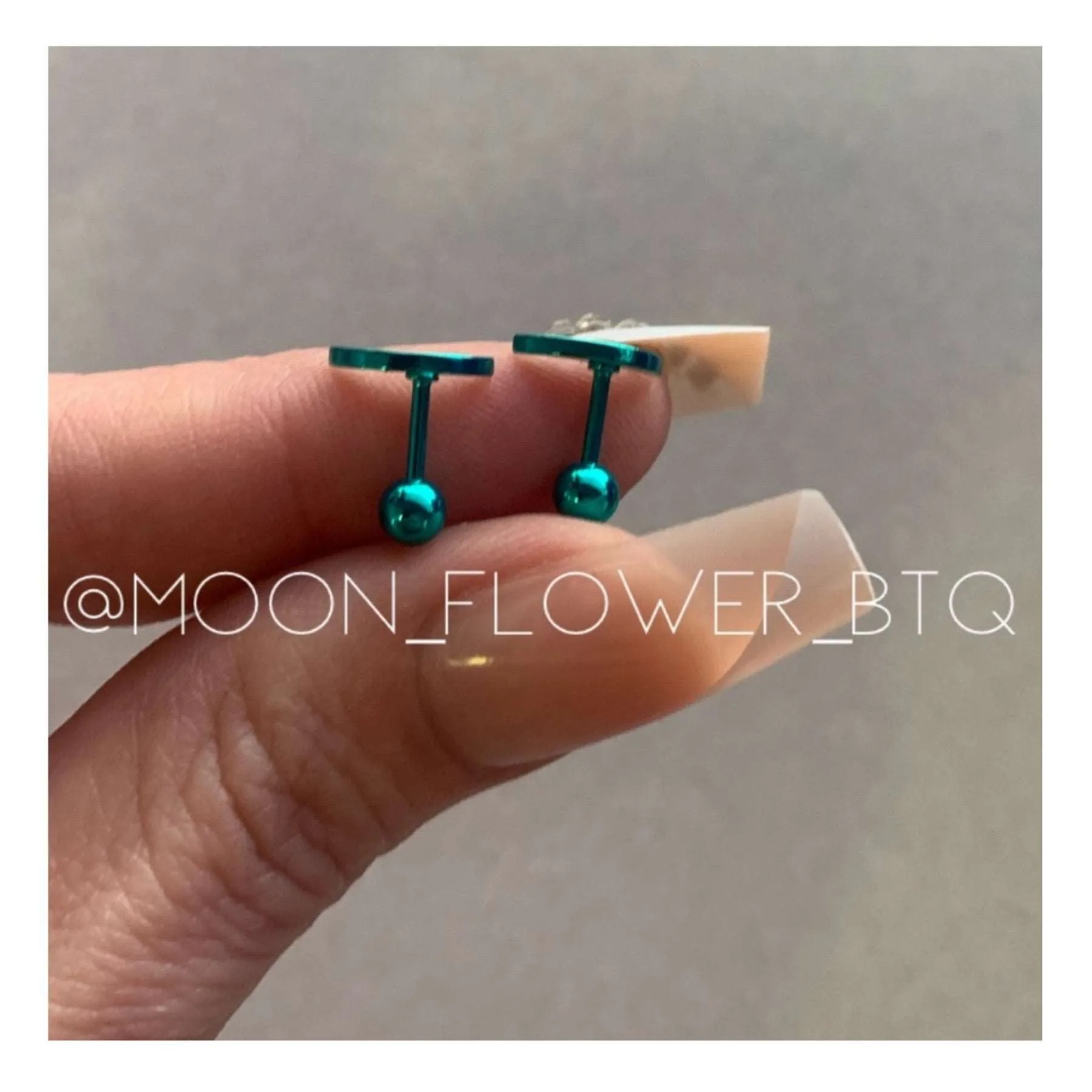 Turquoise Moon Barbell Earrings