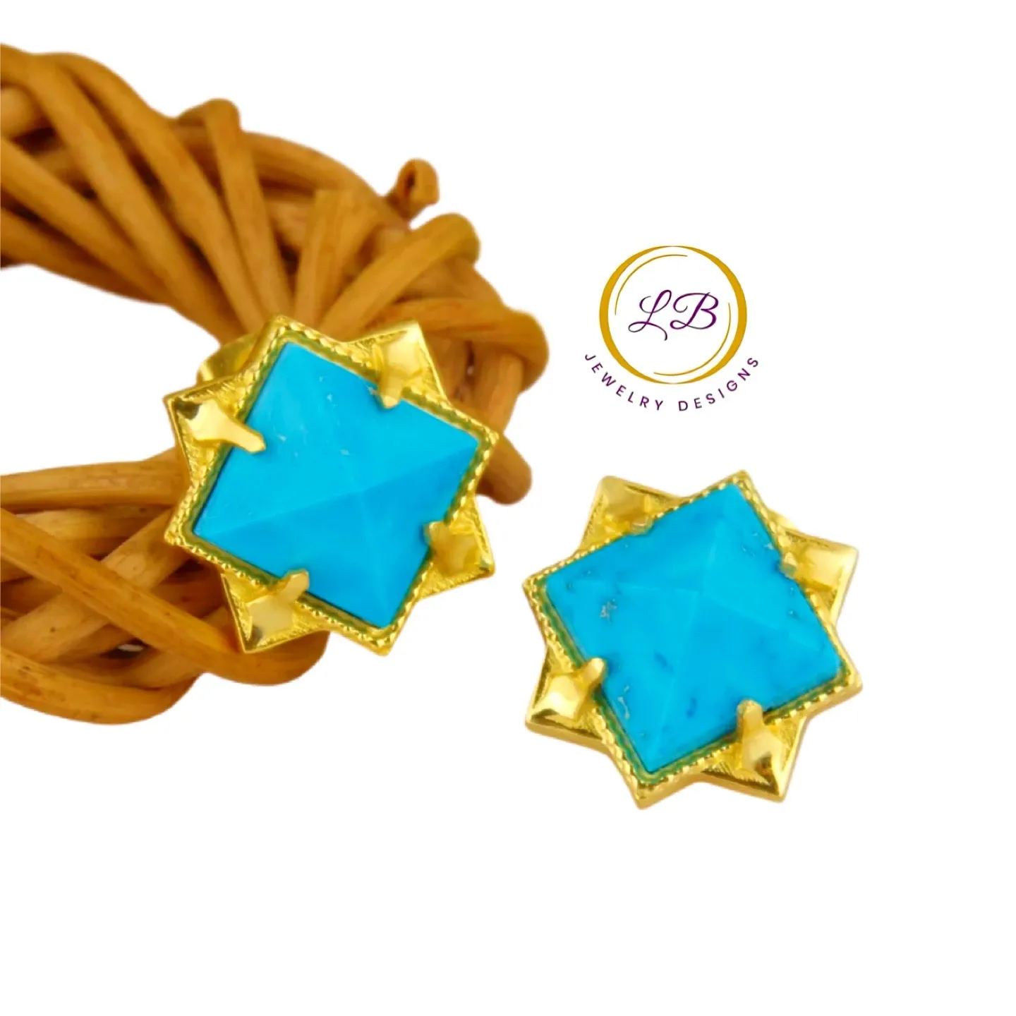 Turquoise Pyramid Stud Earrings