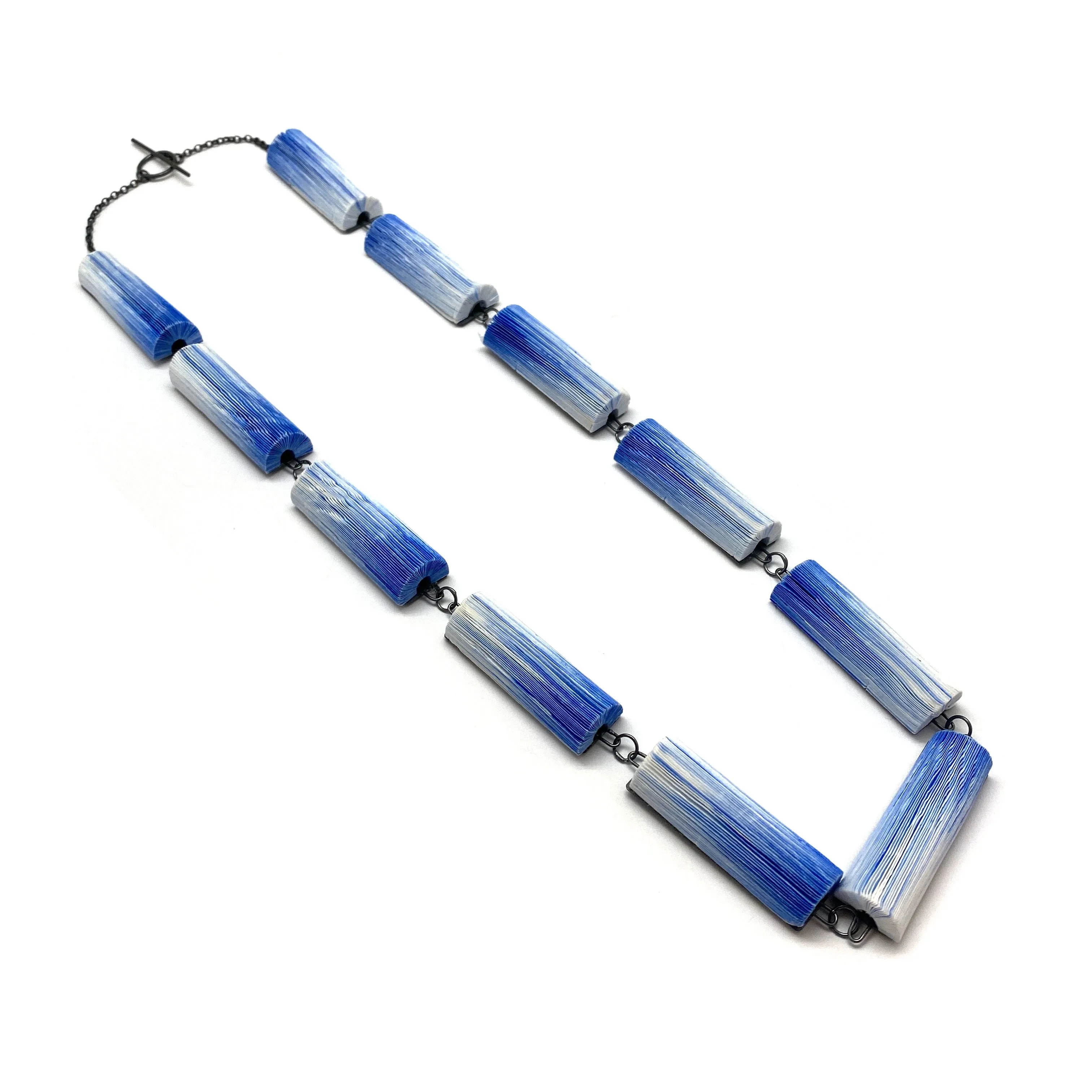 Ultramarine Blue Gradient Short Rectangle Link Necklace