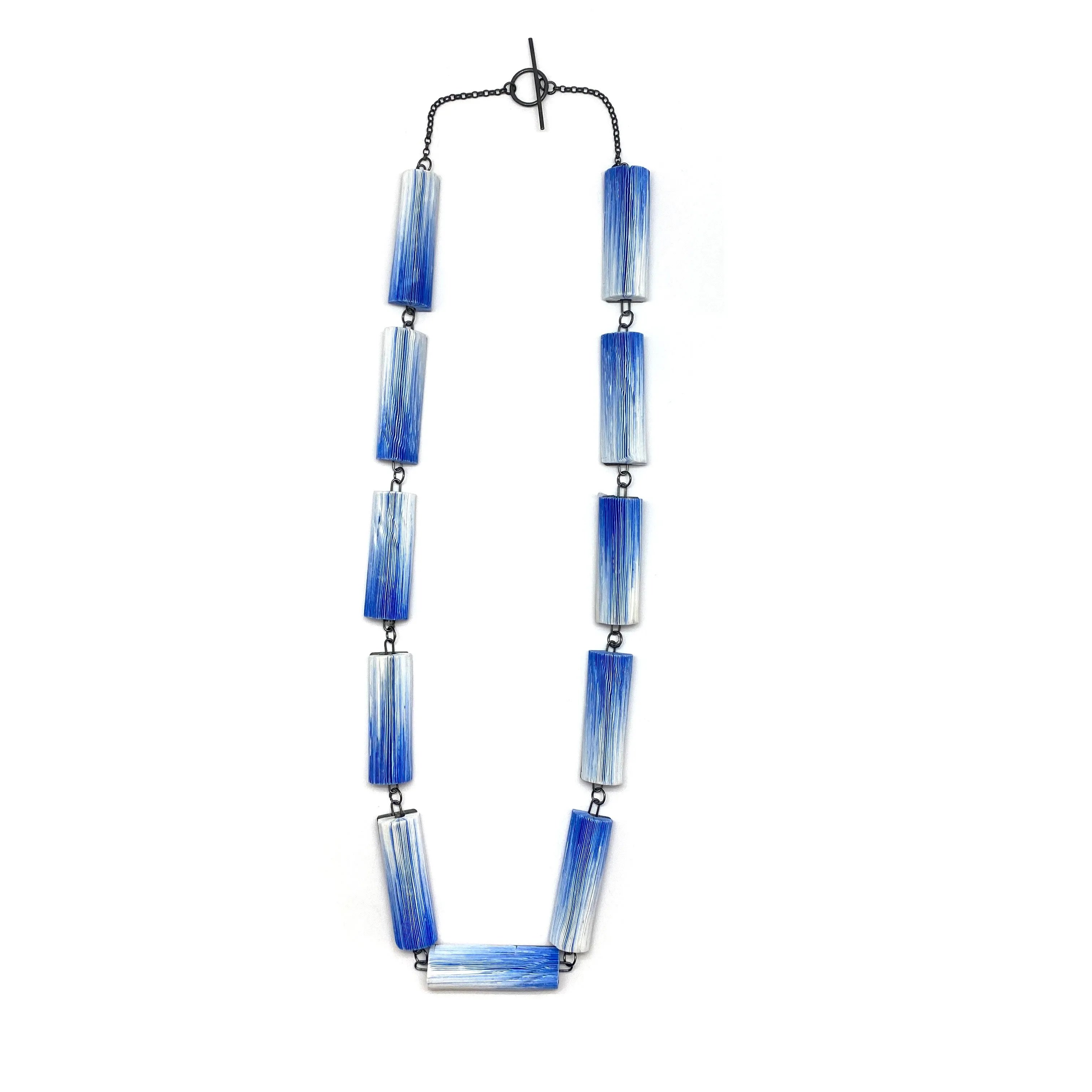 Ultramarine Blue Gradient Short Rectangle Link Necklace