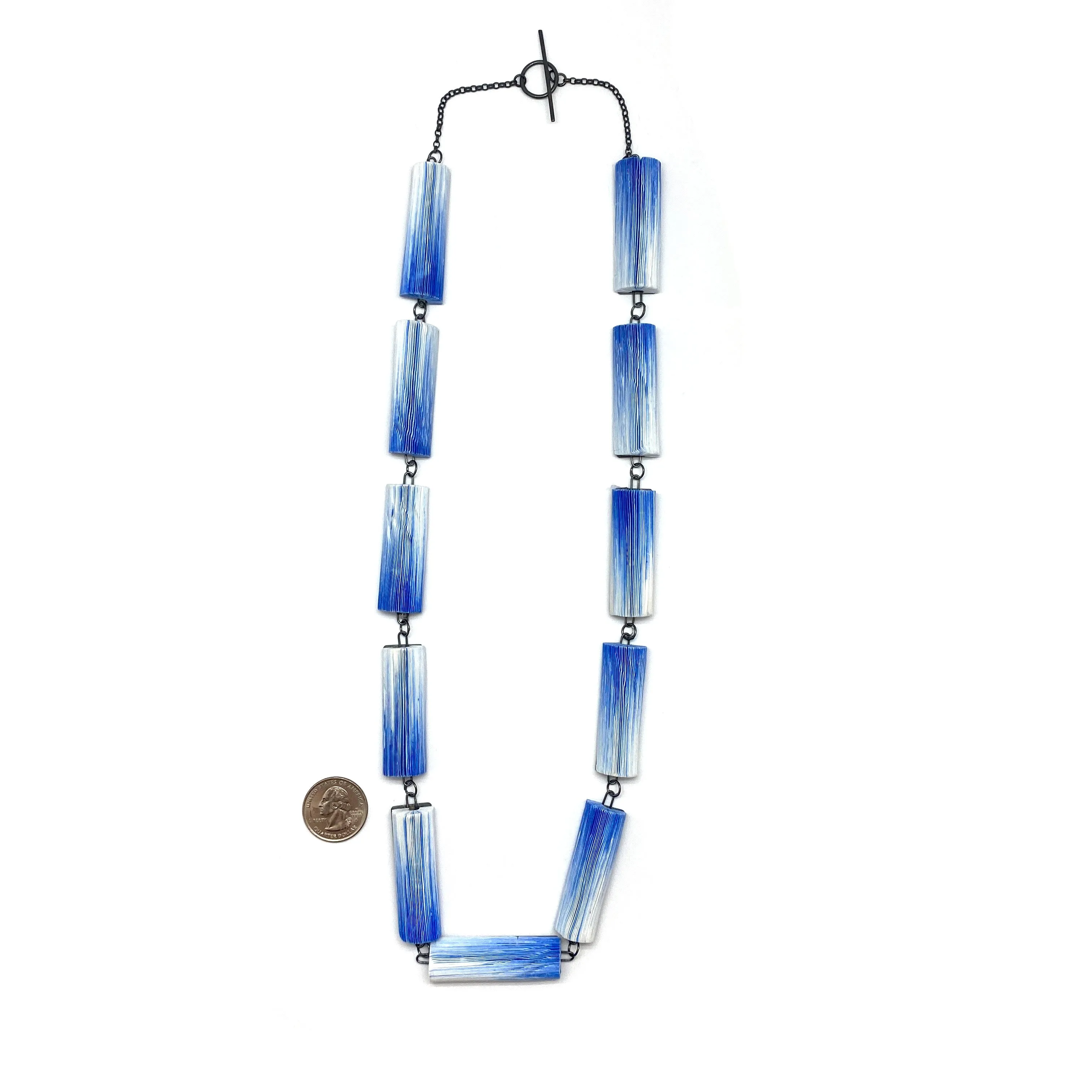 Ultramarine Blue Gradient Short Rectangle Link Necklace