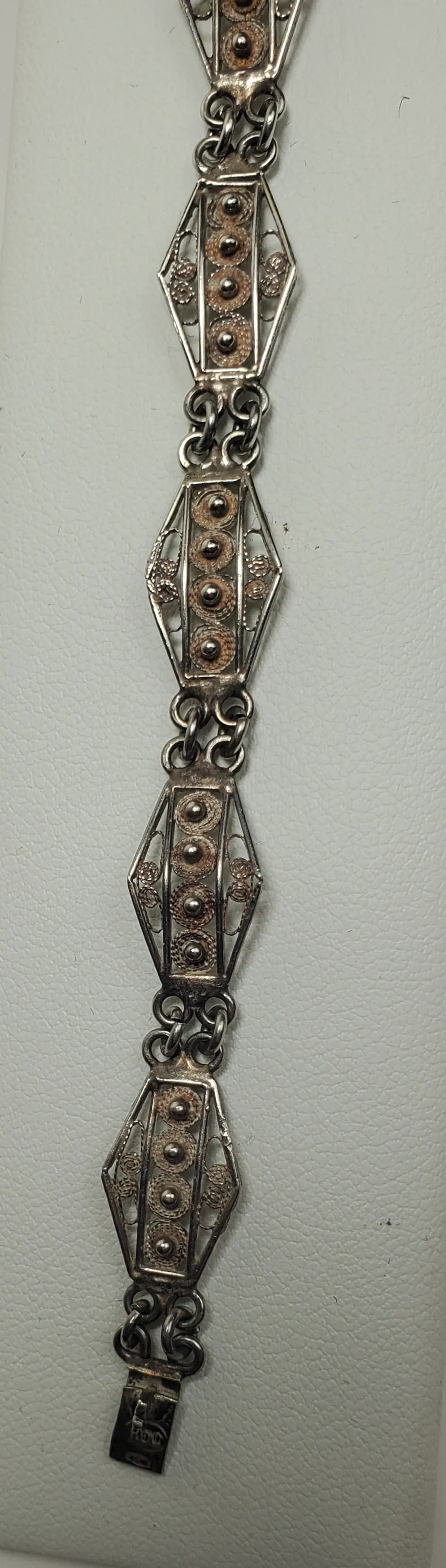 Vintage 800 Silver Filigree Link Bracelet