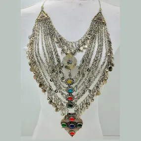 Vintage Long Multi Strands Bib Necklace