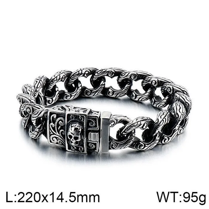 Vintage Skull Pattern Interlocking Titanium Steel Bracelet for Men