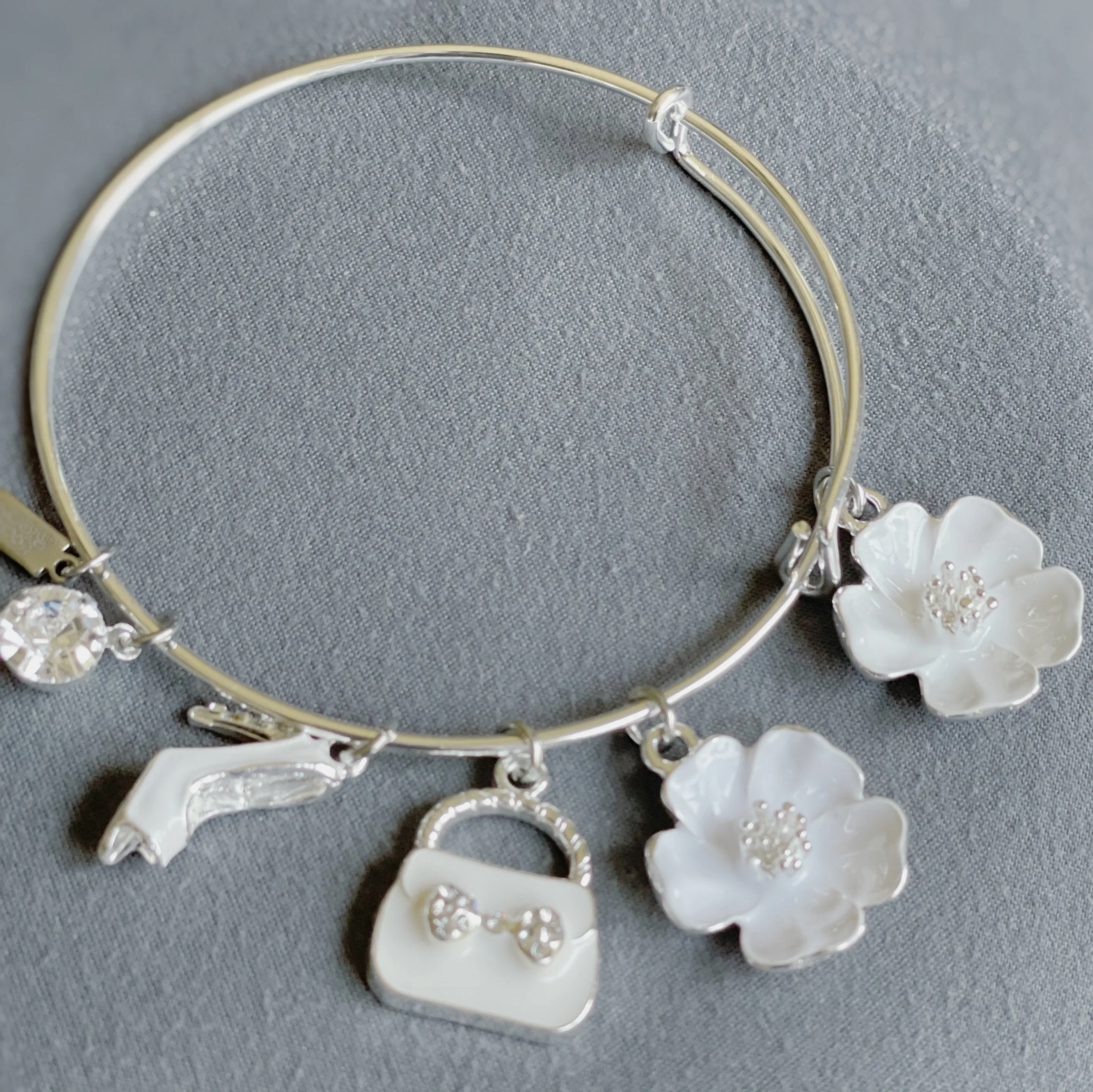 White Blooming Charm Bracelet