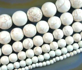 White Howlite Turquoise Round Loose Beads on a 15.5" Strand